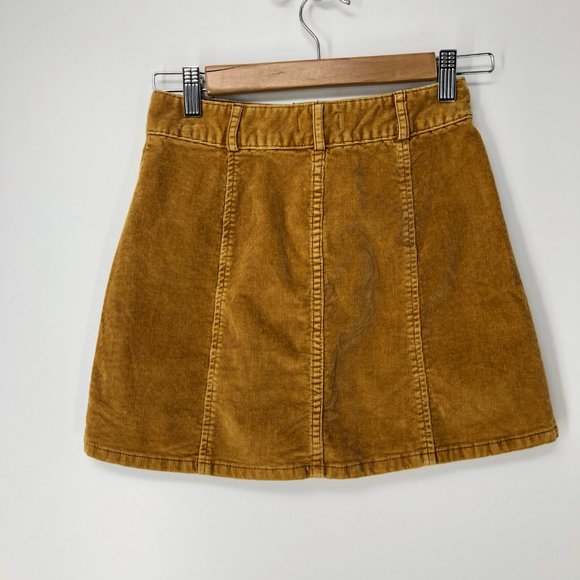 UO BDG Corduroy Button Front Yellow Mini Skirt - Picture 7 of 8